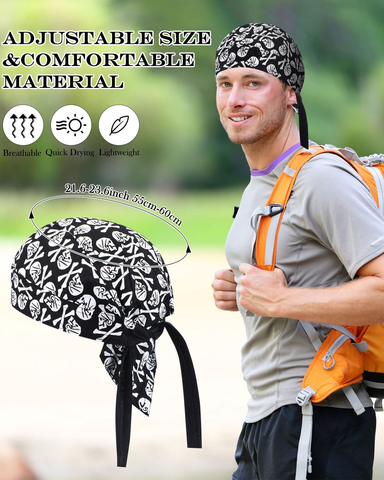 Foaincore 8 Pack Do Rag Skull Caps for Men Sweat Wicking Doo Rags Cooling Hel…