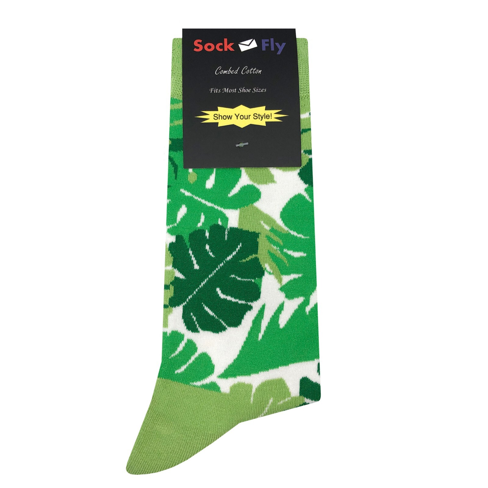 NWT Green Fern Dress Socks Novelty Men 8-12 Green Crazy Fun Sockfly