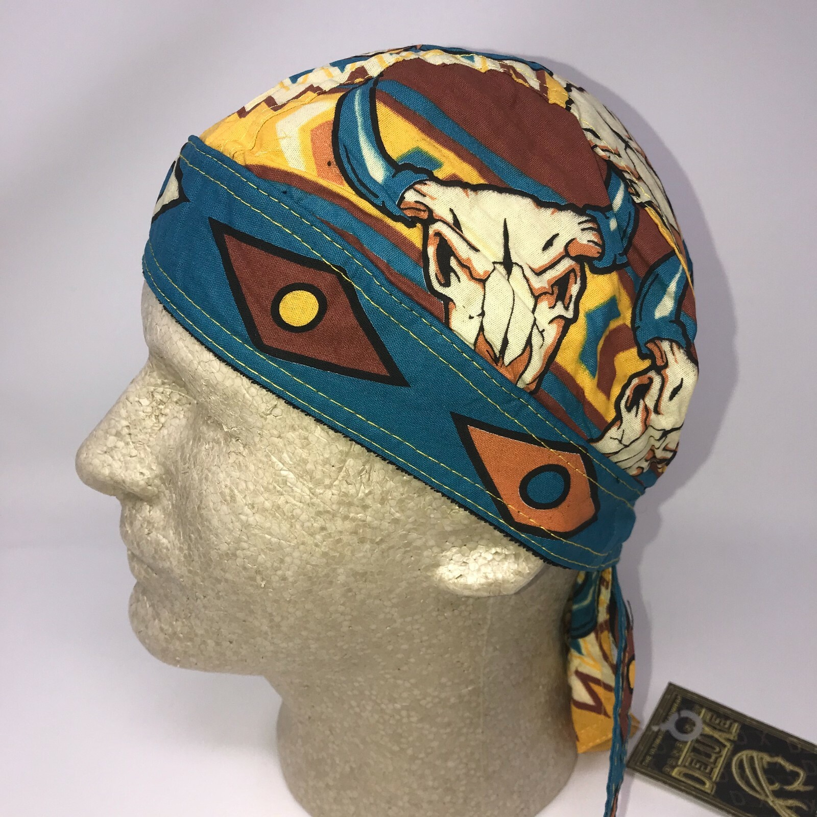 Longhorn Southwest Doo Rag Headwrap Skull Cap Biker Durag Sweatband Capsmith
