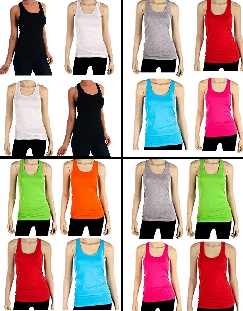 Wholesale Women Racerback Tank 100% Cotton Basic Solid Tee NEW TT402 S or M Lot
