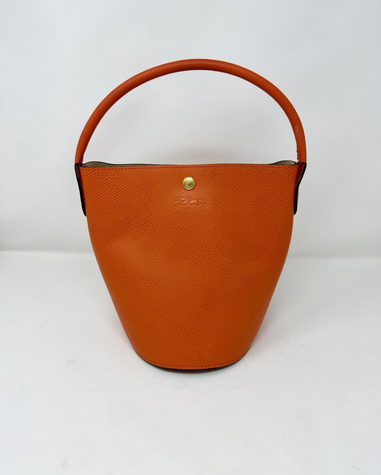 Longchamp Orange Leather Bucket Bag EUC!