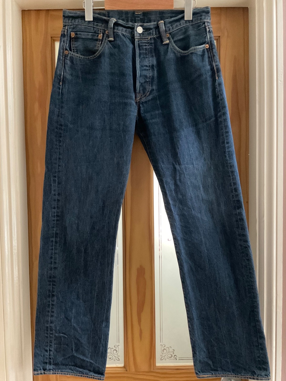 Levi’s 501 Dark Blue Button Fly Denim Jeans W32 L32 Mens