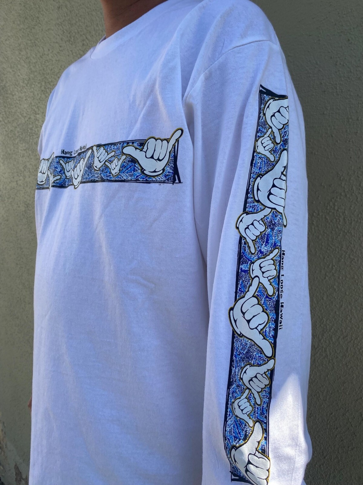 Hawaiian Design Men Women Long Sleeve T-Shirt Surfing Fishing Island Hang Loose