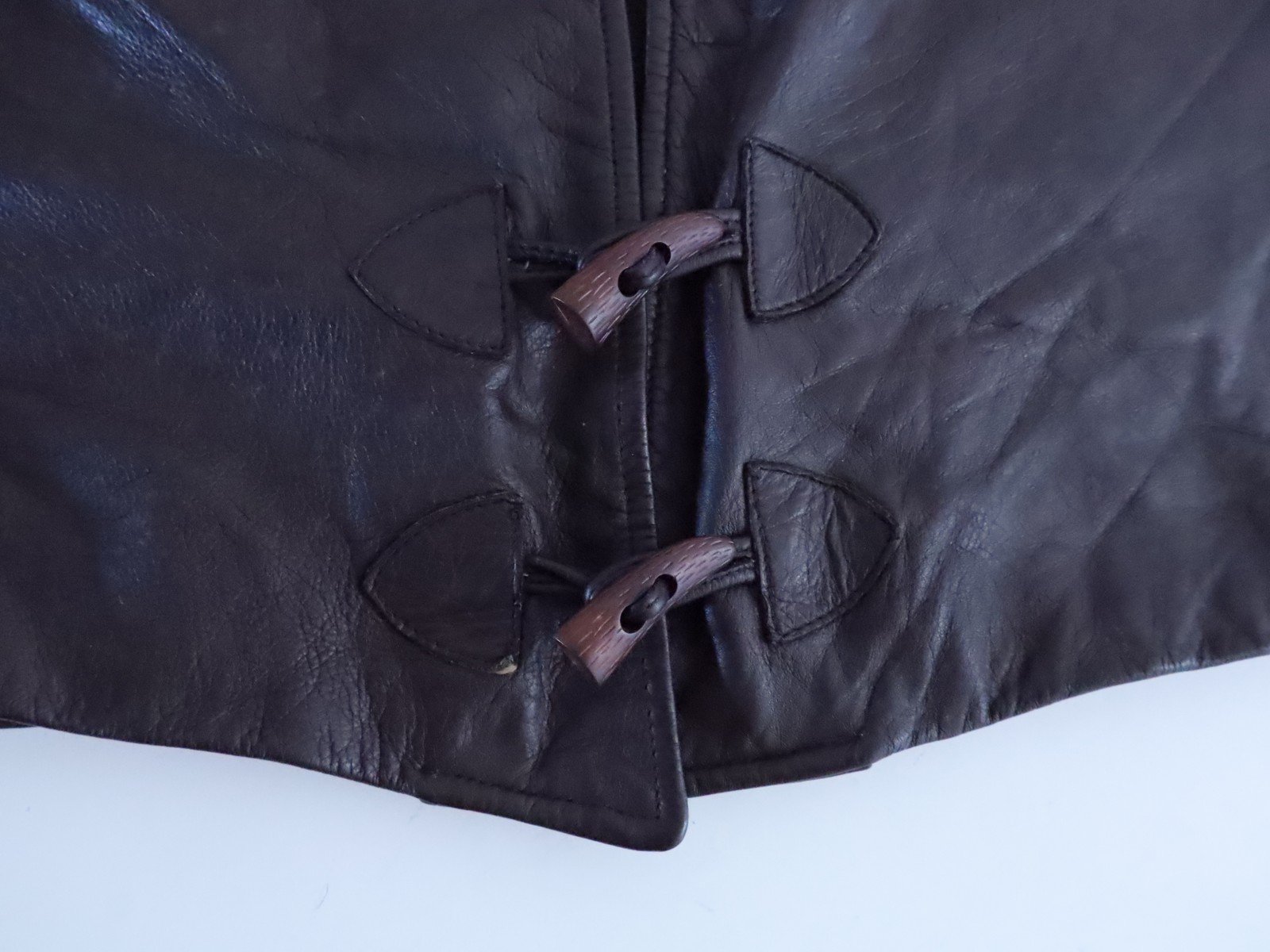80s 90s Motorcycle Rally Worn Danish Scottish Highland Brown Leather Biker Vest