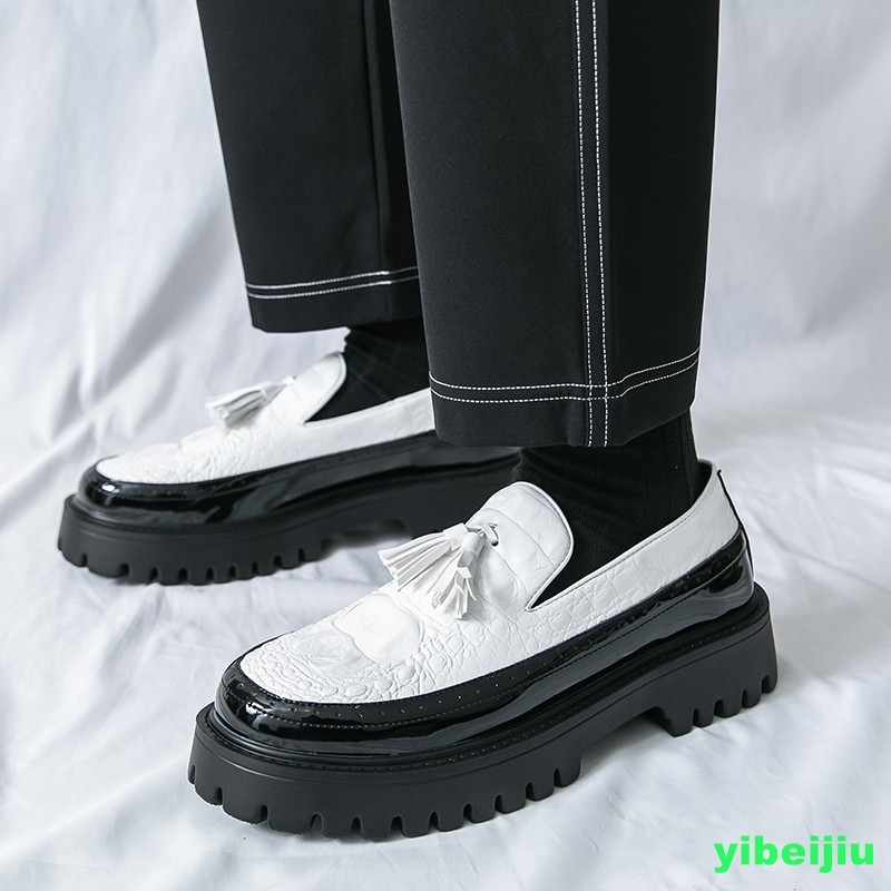 Men Loafers Dress Alligator Crocodile Leather Tassels Shoes Round Toe Oxford Man