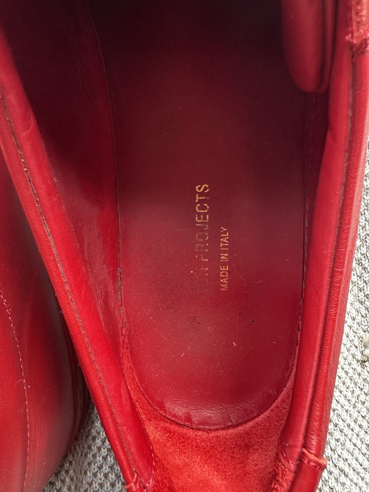 Common Projects Men’s Red Leather Low Top Lace-Up Sneakers US 14 EU 46