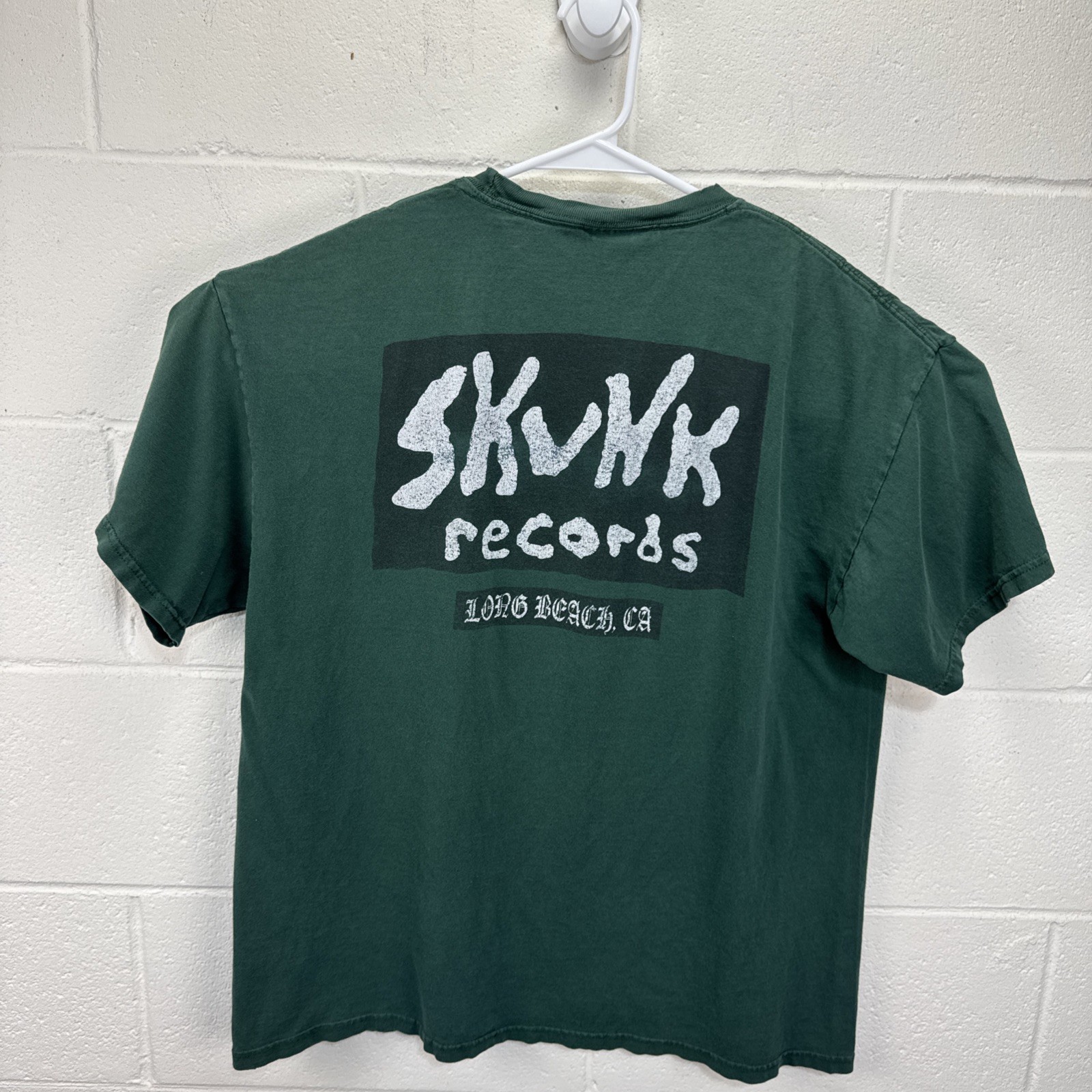 VINTAGE SUBLIME SKUNK RECORDS LBC Joint Logo 90’s T Shirt XL Green Repaired RARE