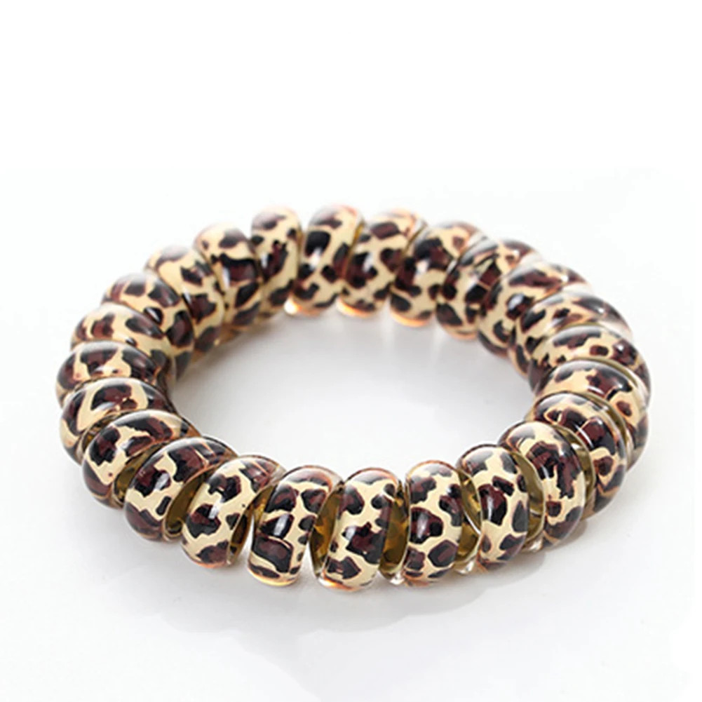 1PCS Leopard Hair Scrunchie Elastic Hair Bands Circle Spiral Hair Ties Women Gir