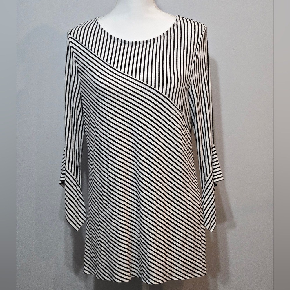 Chico’s Black and White Striped Tunic