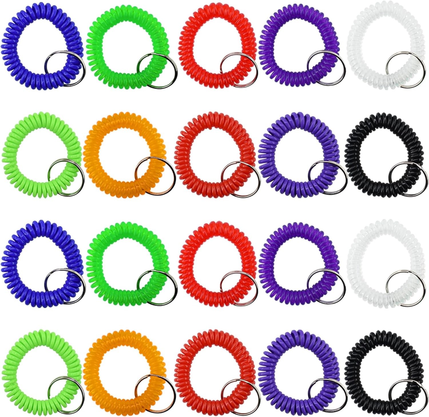 1pc Random Wristlet Keychain Stretchable Plastic Spiral Coil Bracelet Wrist