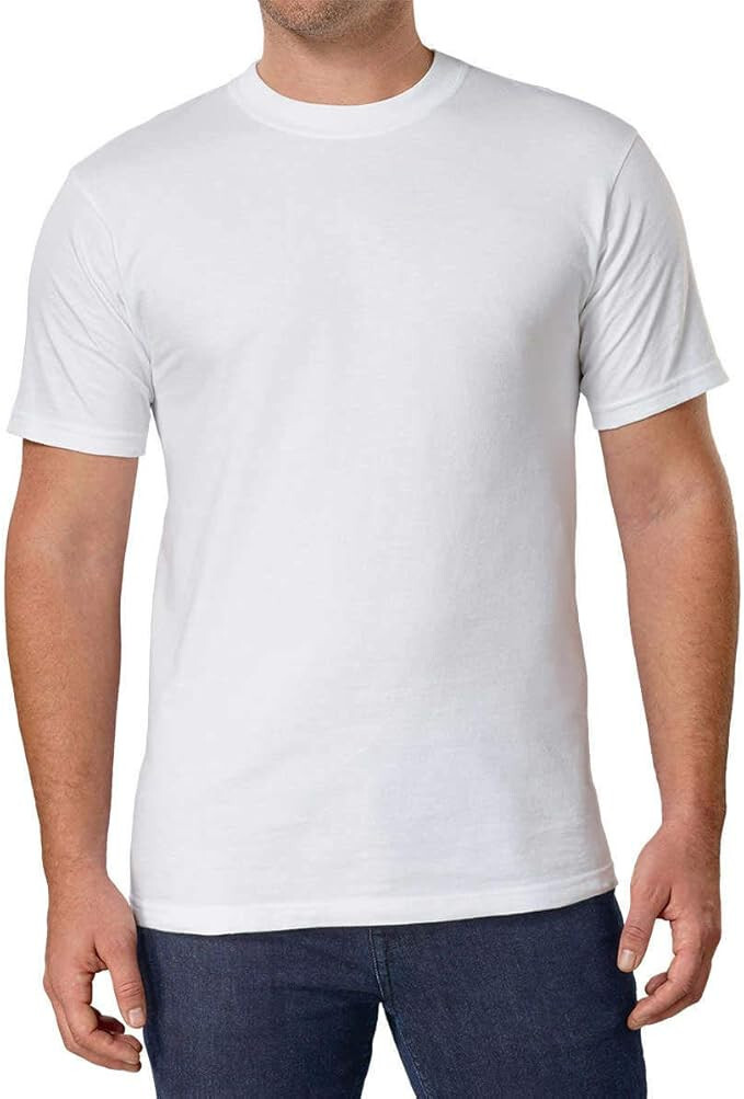 BYC Men’s Classic White Cotton Undershirts Crewneck T-Shirts Pack of 6