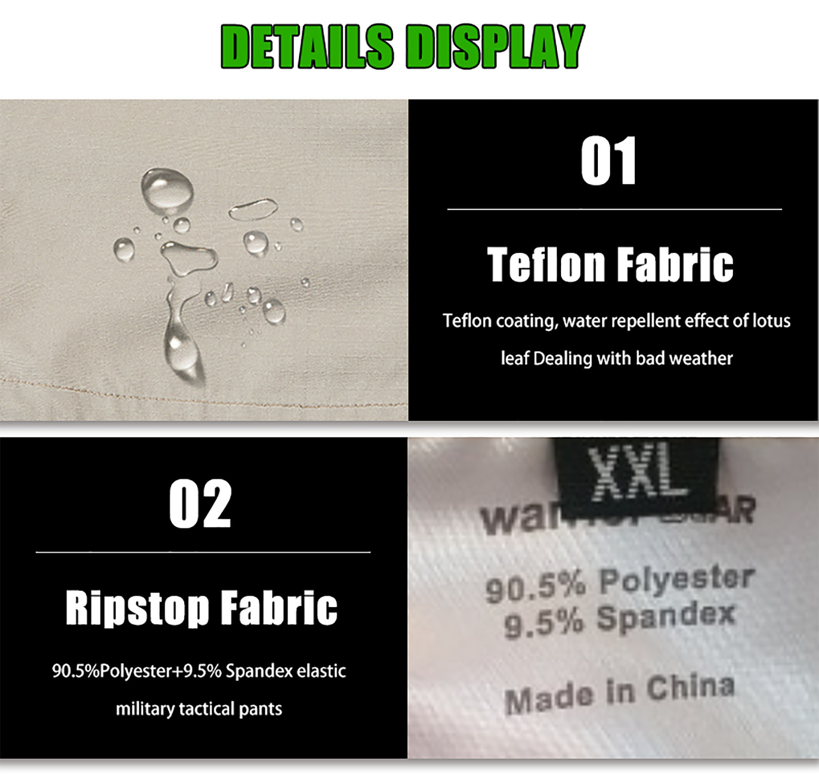 Mens Cargo Pants Tactical Waterproof Work Outdoor Hiking Combat Trousers US