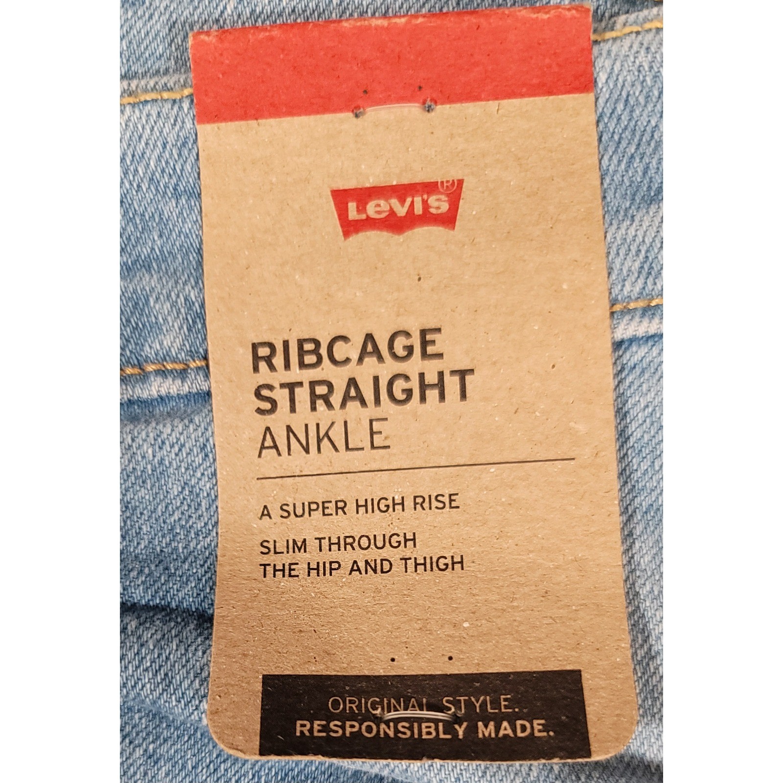 Levi’s Ribcage High Rise Straight Ankle Jeans 30×27 NWT Button Fly Light Wash
