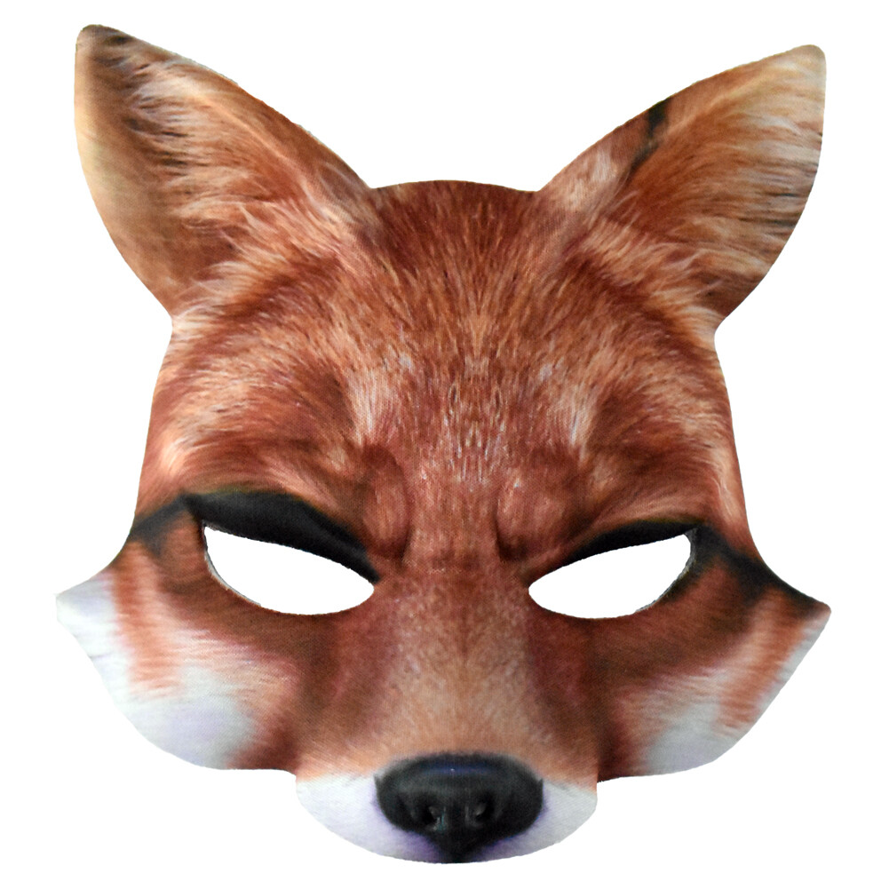 Adult Foam Realistic Printed Wild Animal Costume Mask Accessory Fox Brown