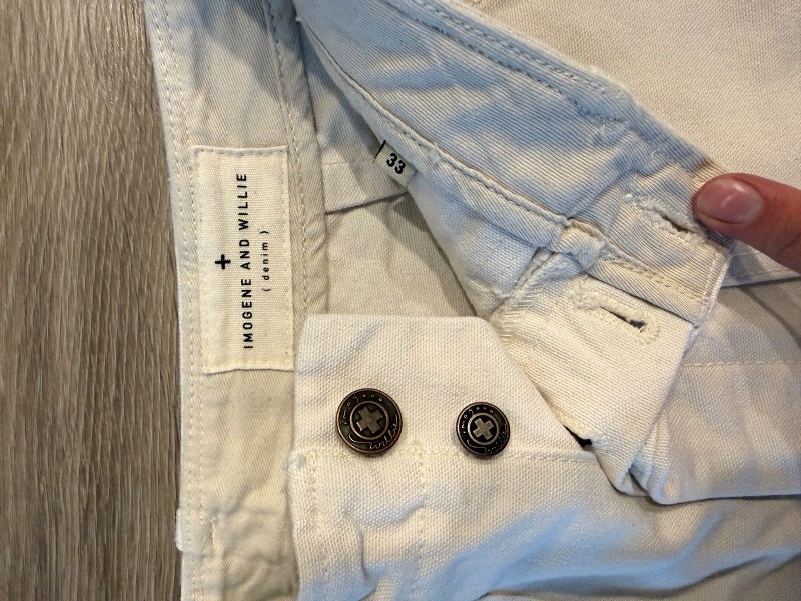 Imogene Willie Jeans size 33 Button Fly Straight Pintuck Natural Denim USA