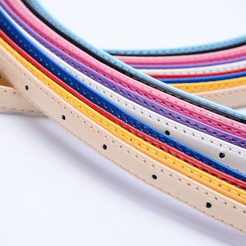 Thin Belt Ladies Decoration Leather Candy Color Belt Dazzling Color Patent