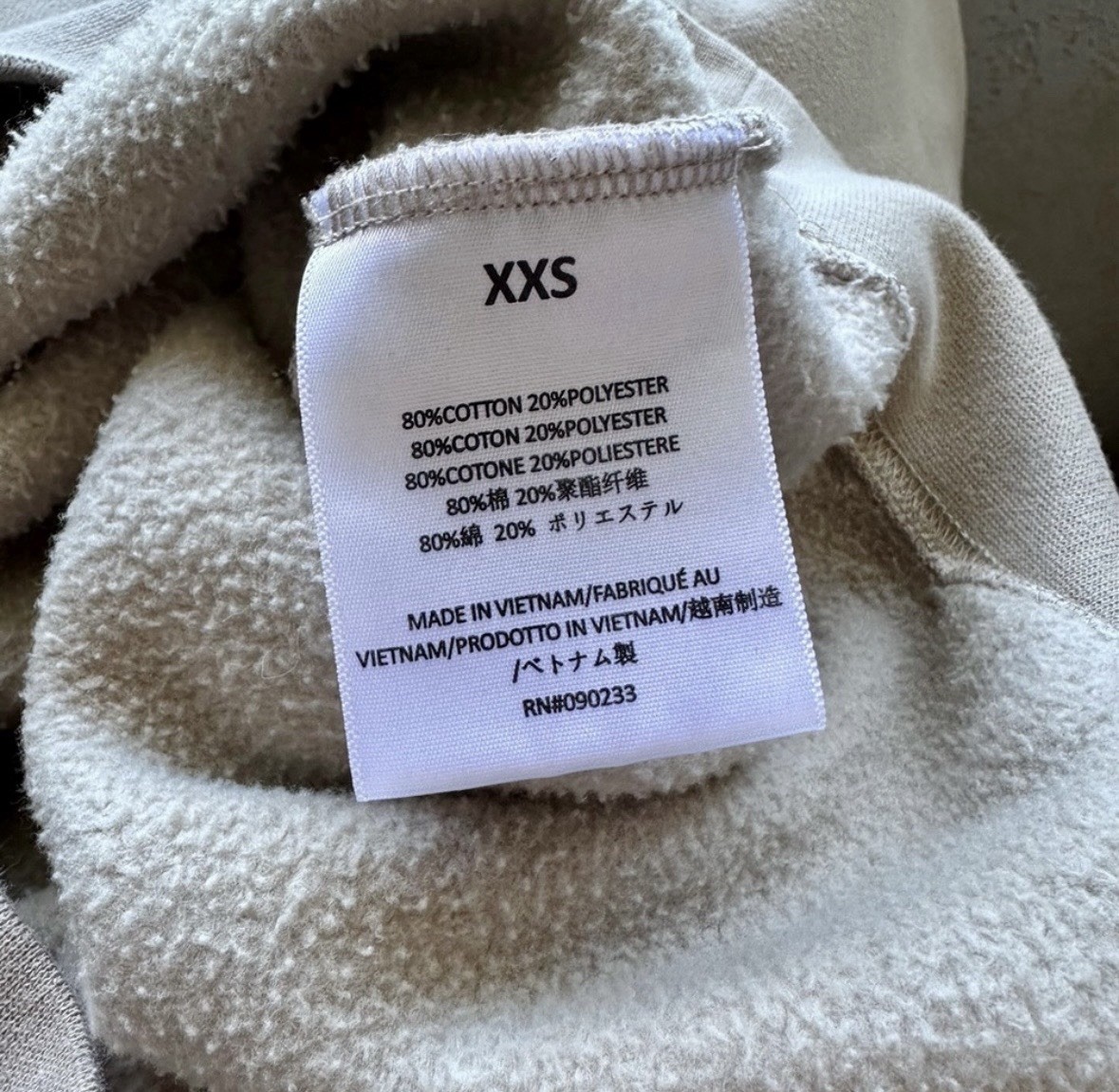 Essentials Fear of God Logo Crewneck Fleece Pullover Sweatshirt Beige XXS