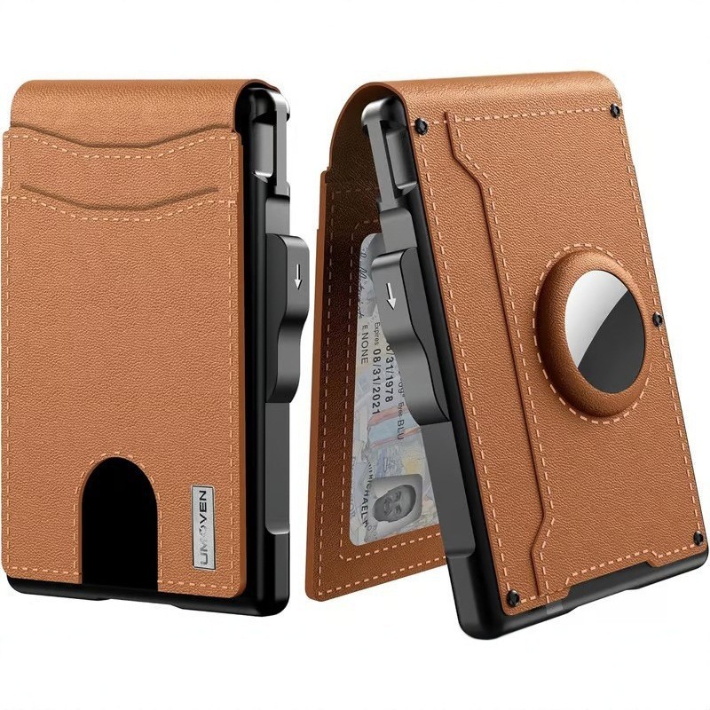 Men’s Airtag Bifold Wallet Slim Pop-Up Premium with Money Clip & RFID Blocking