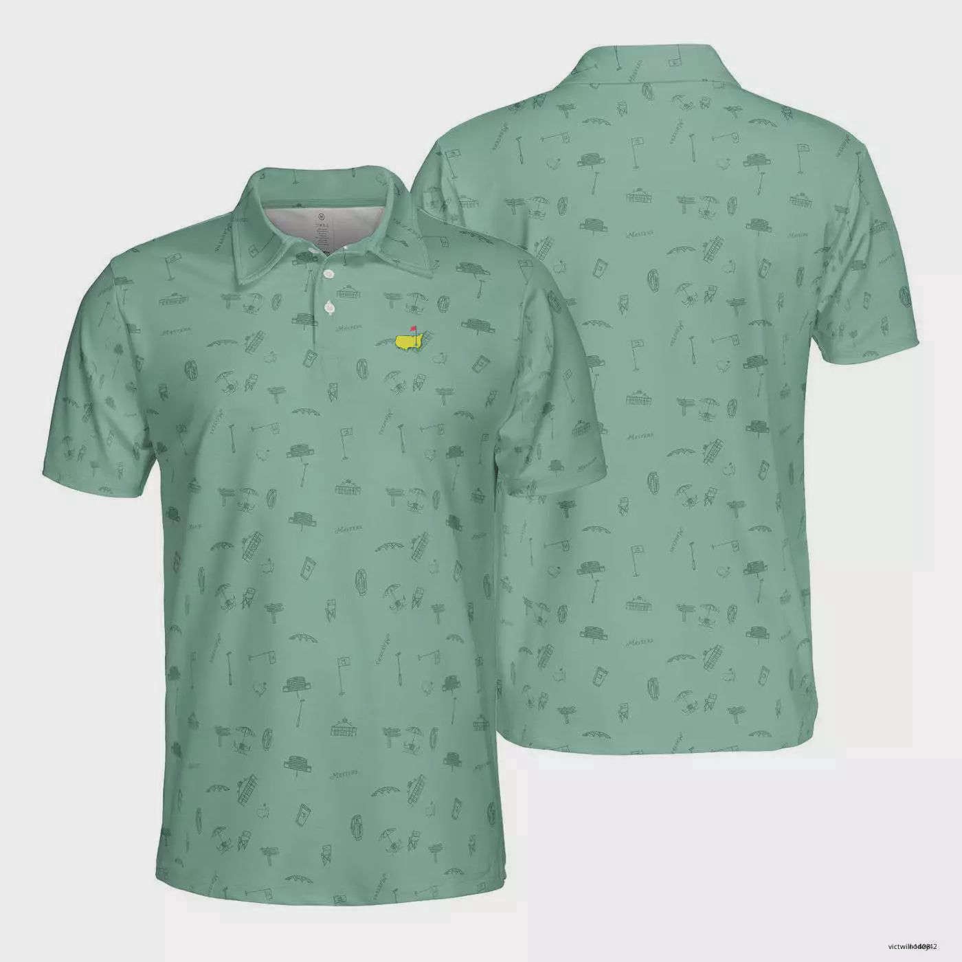 Masters Golf Polo Shirt 2024 PGA Performance Outdoors Logo Printed S-5XL