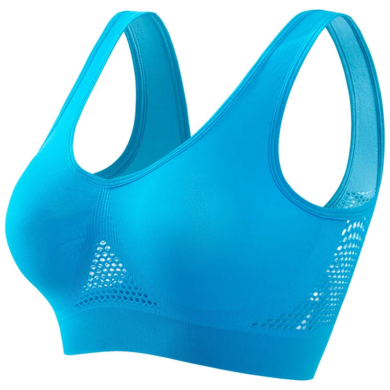 Plus Size Mesh Sports Bra Seamless Wireless Ribbed Crop Top S-5XL
