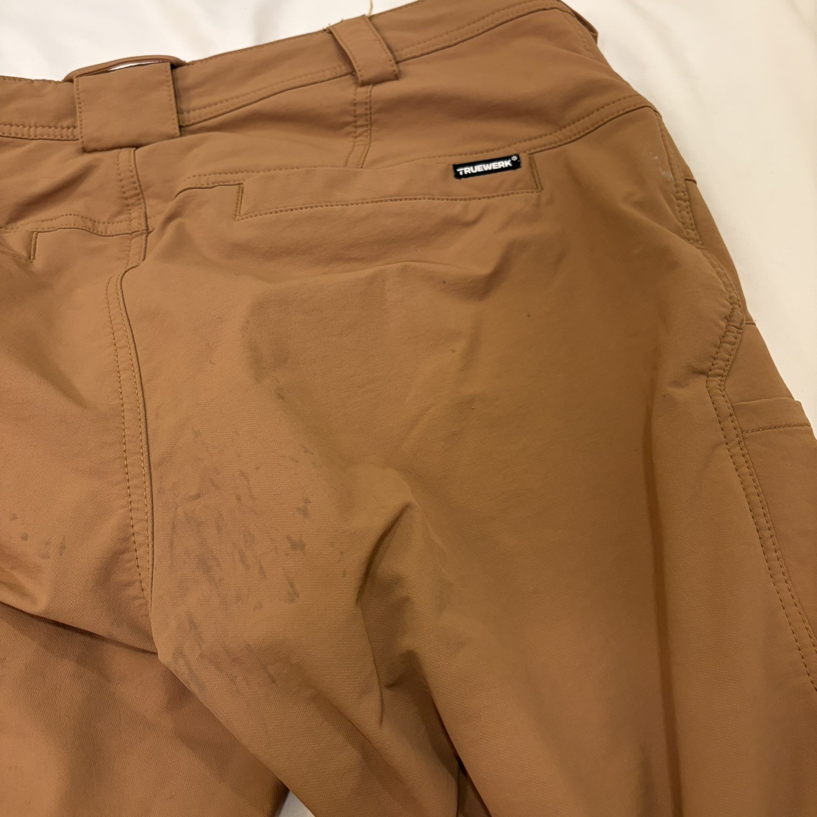 Truewerk T2 Werkpant Mens Size 38×36 Sand Straight Leg Nylon Poly Spandex Good