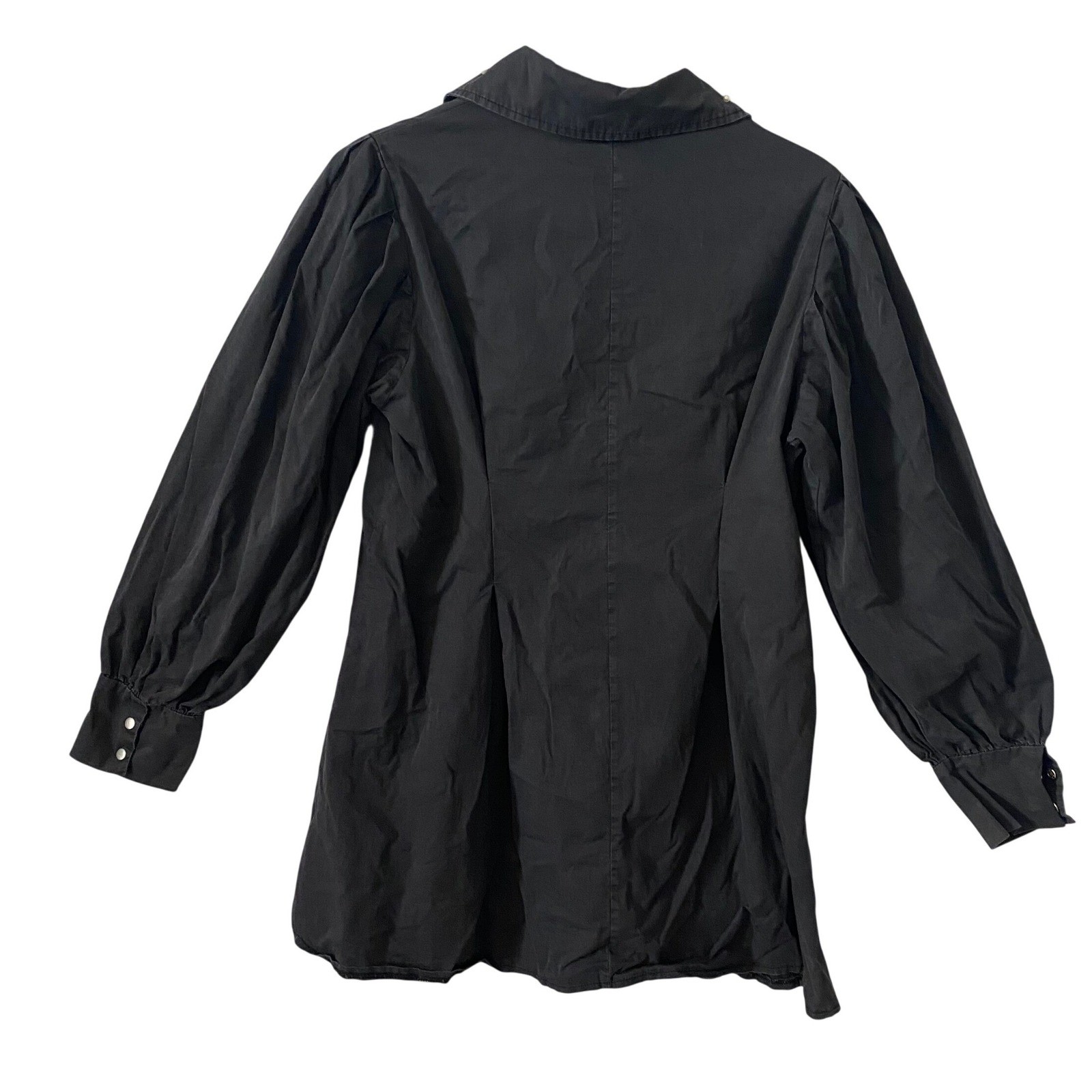 POL Womens Black Faux Pearl Collar Puff Sleeve Mini Dress Sz Med Dark Romantic