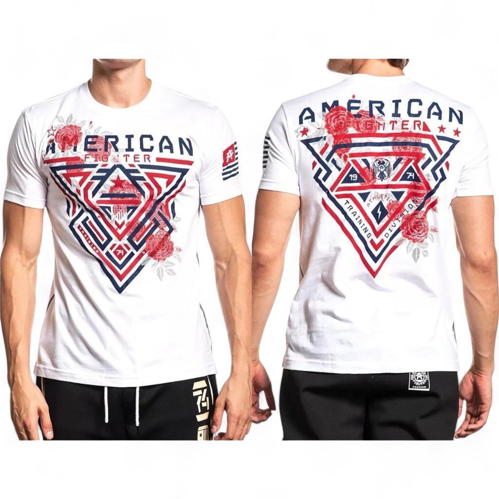 New Men’s American Fighter Premium Mayville Biker MMA White T-Shirt XS-4XL