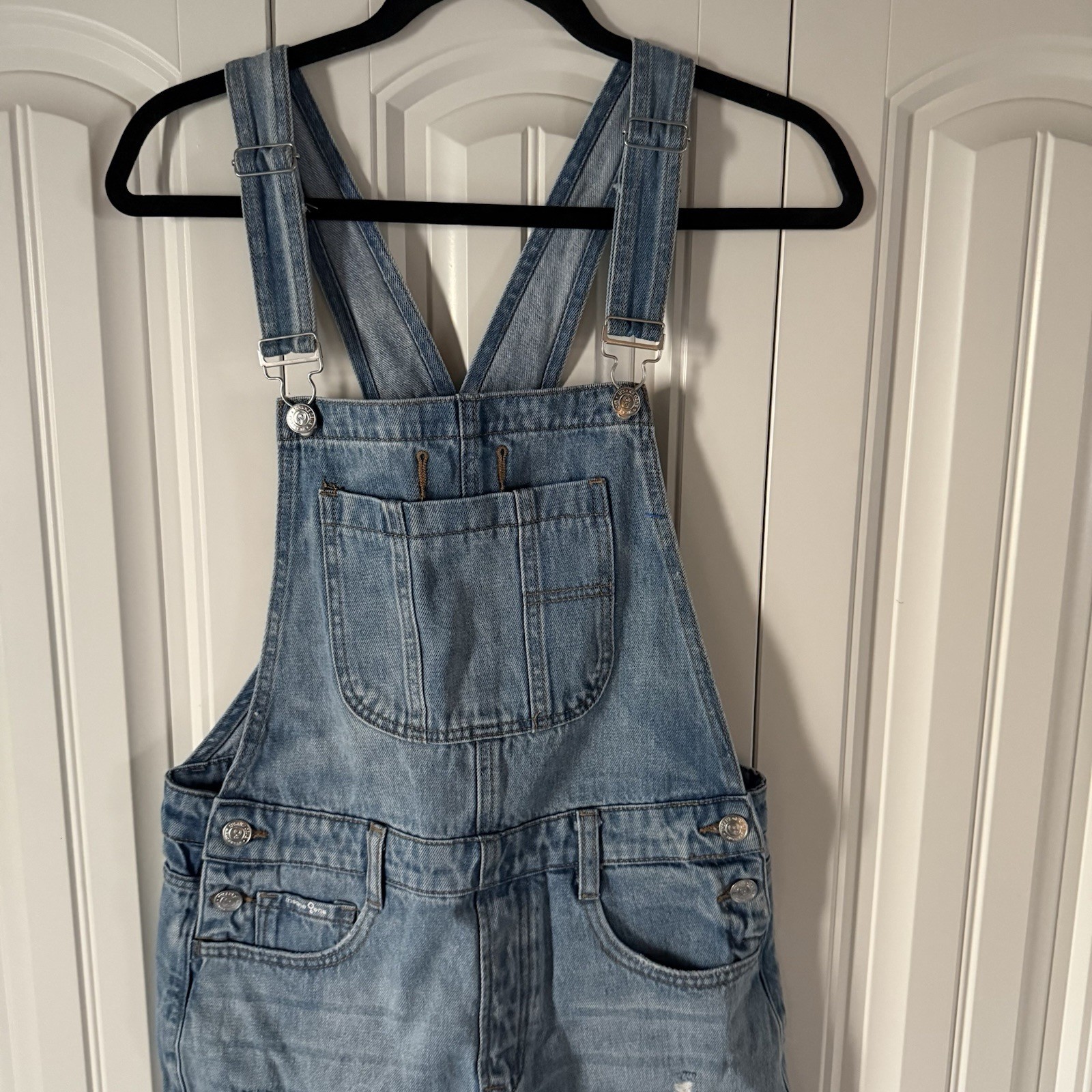 Insane Gene Women’s Blue Denim Overall Shortall Size S Sleeveless Buckle