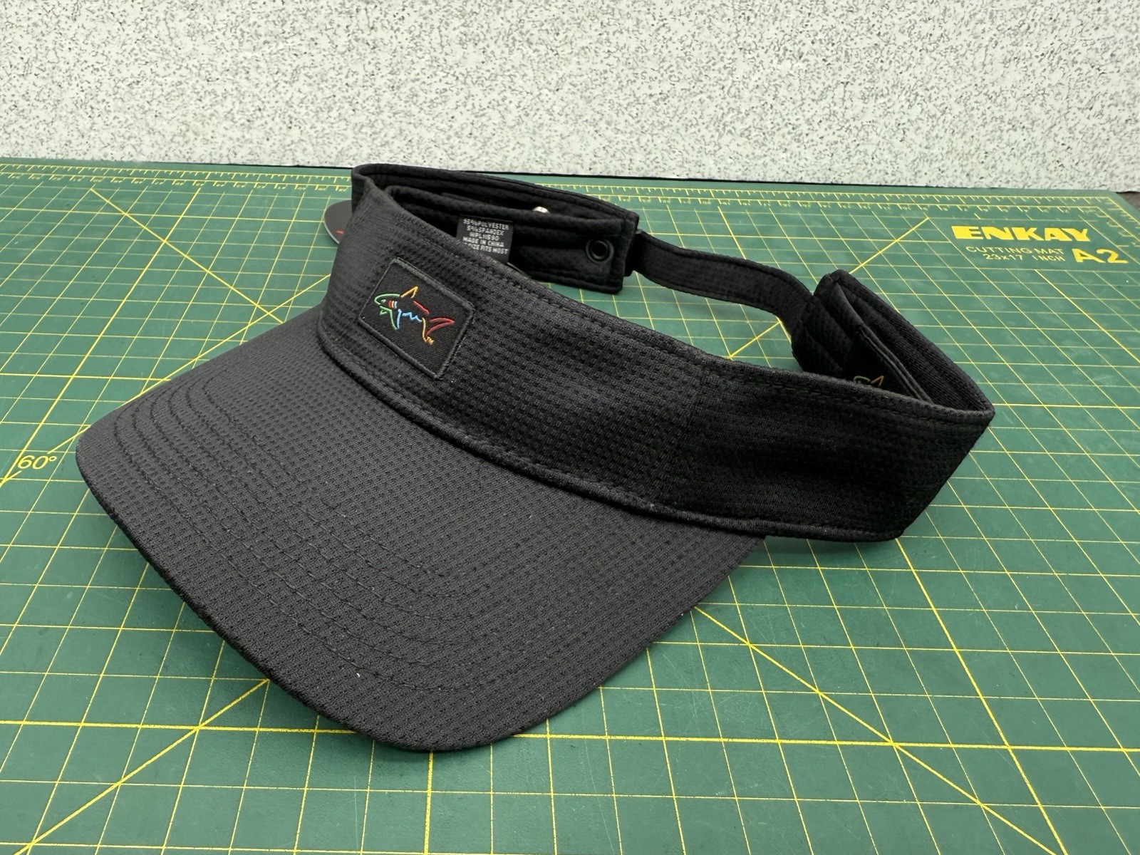 Greg Norman Black Sun Visor w/Embroidered Shark Logo – Golf Hat Cap NEW!