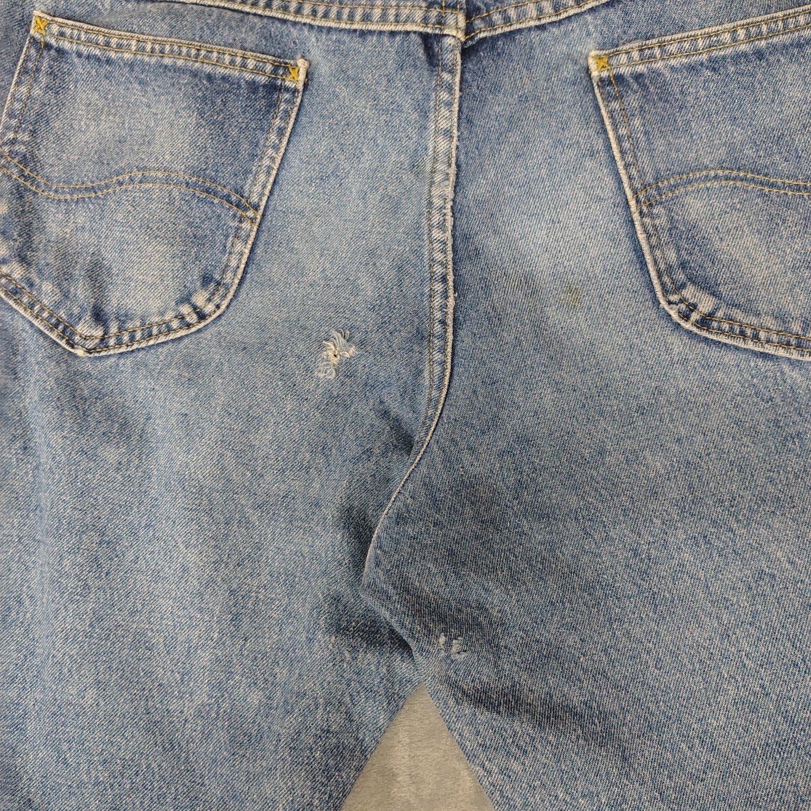 Vintage Lee Riders Jeans Mens 38 X 30 Straight Indigo Fades USA Made 80s 90s
