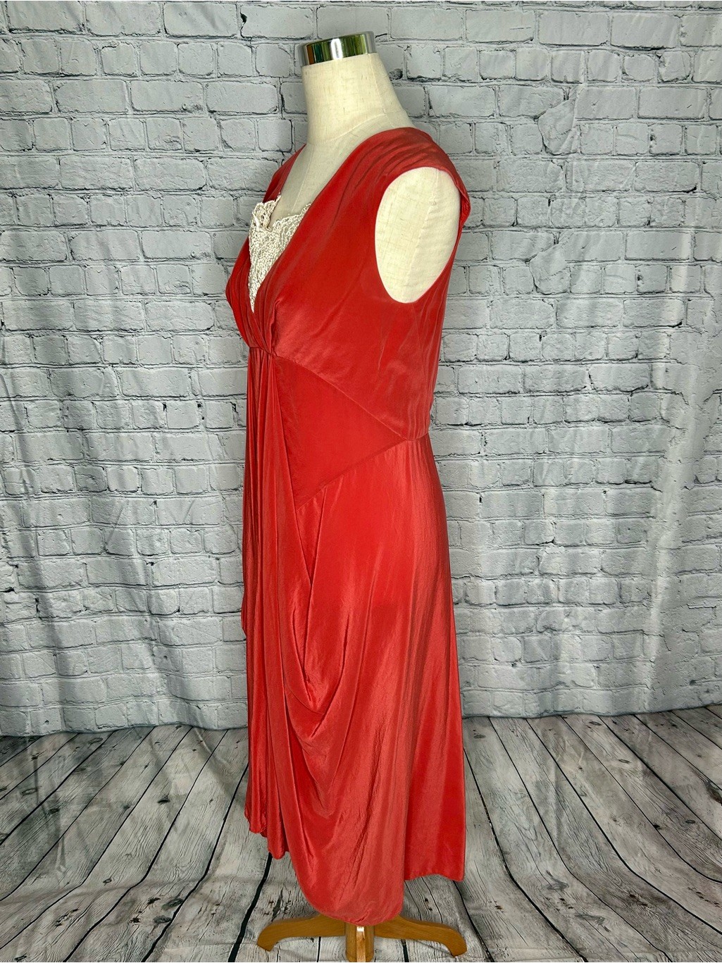 Donna Karan Black Label 100% Silk Coral Drape Dress Luxury Size 6