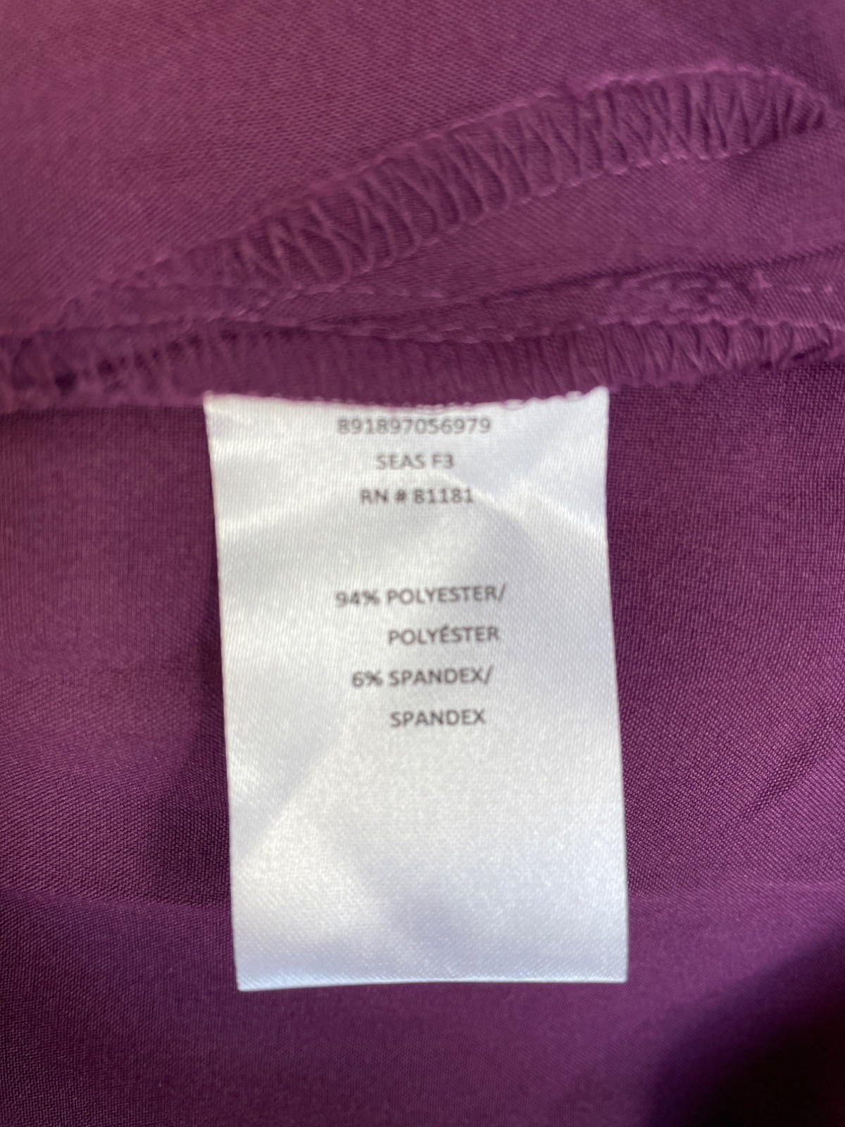 Stretch Womens Blouse 18/20 Purple Polyester/Spandex Button-Front Cathy Che Plus