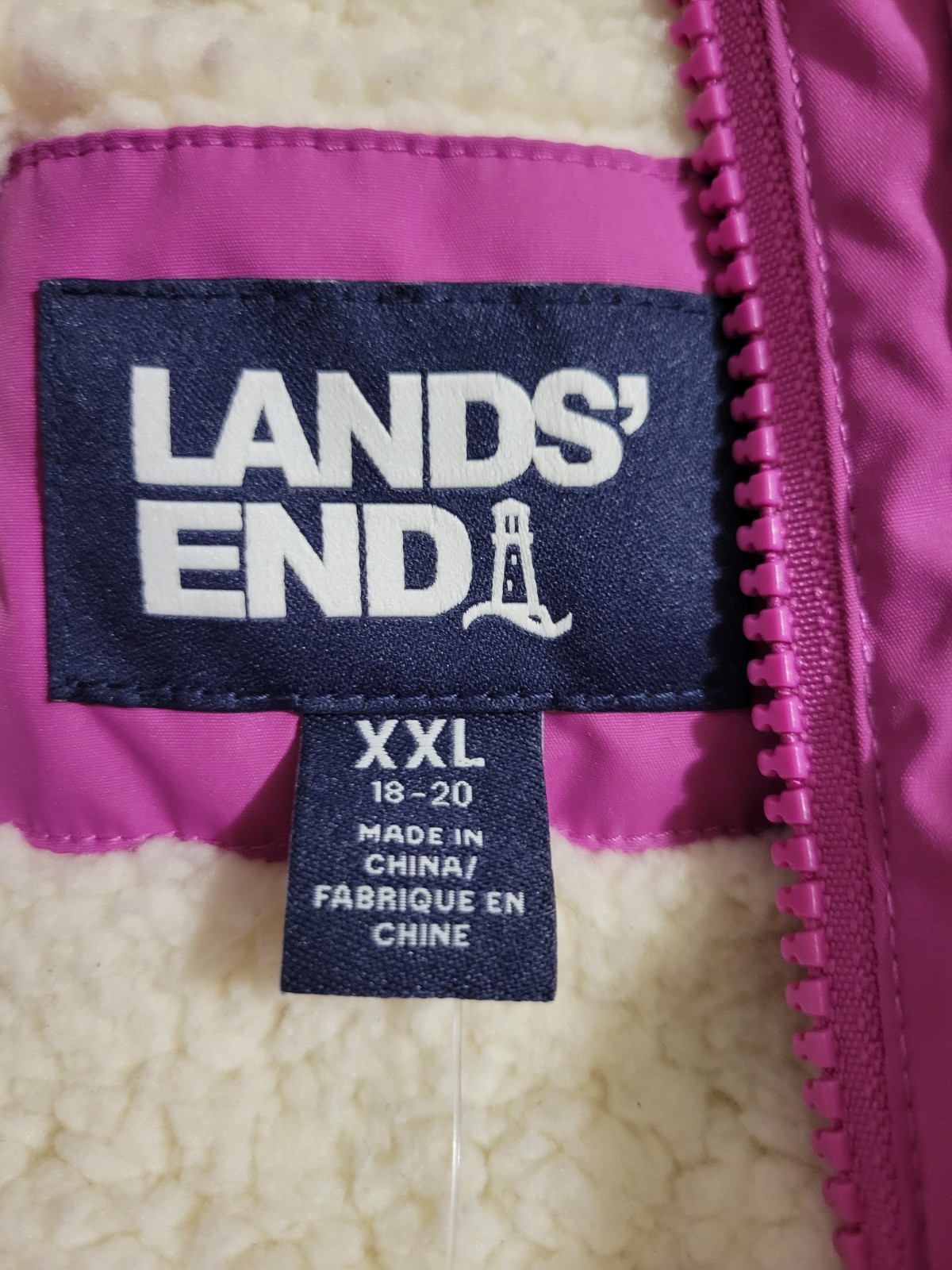 Lands End Expedition Parka Girls XXL Pink Faux Fur Trim Insulated Pockets Hooded