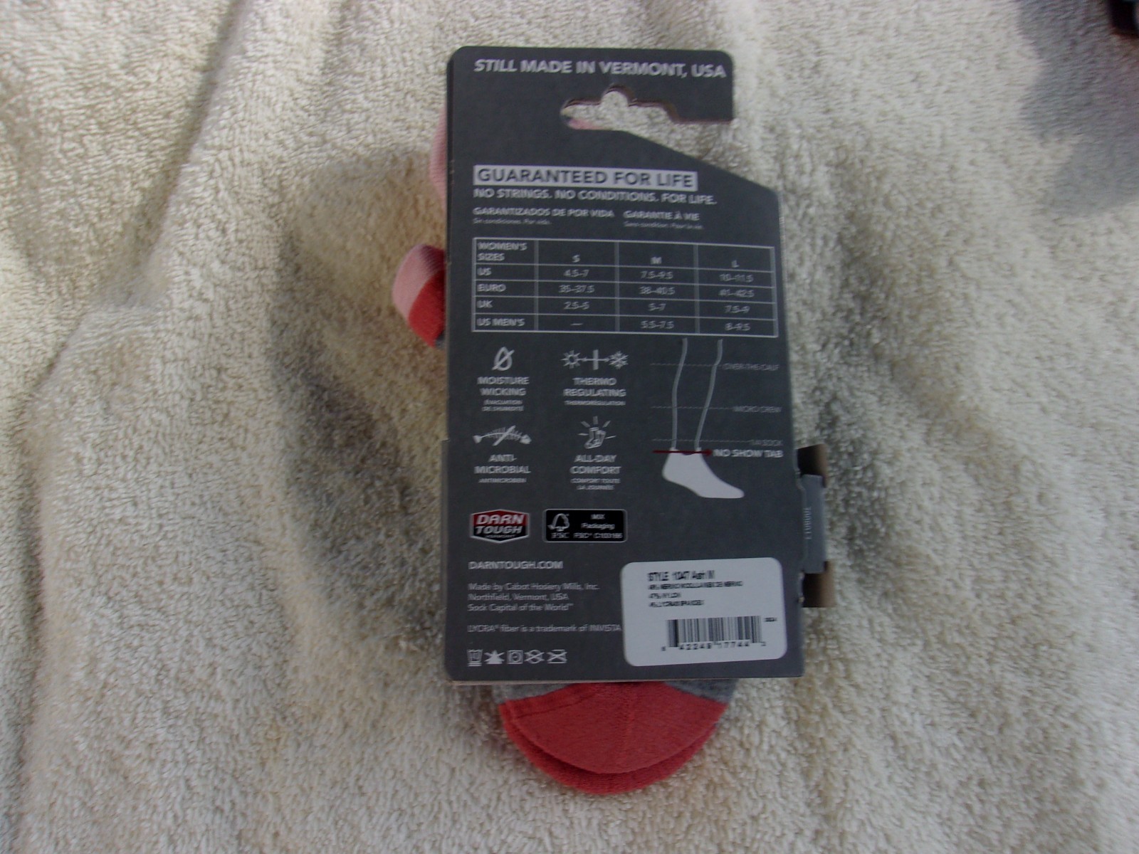 NWT Darn Tough socks, women’s M (7.5-9.5), gray & pink, No show tab, wool blend