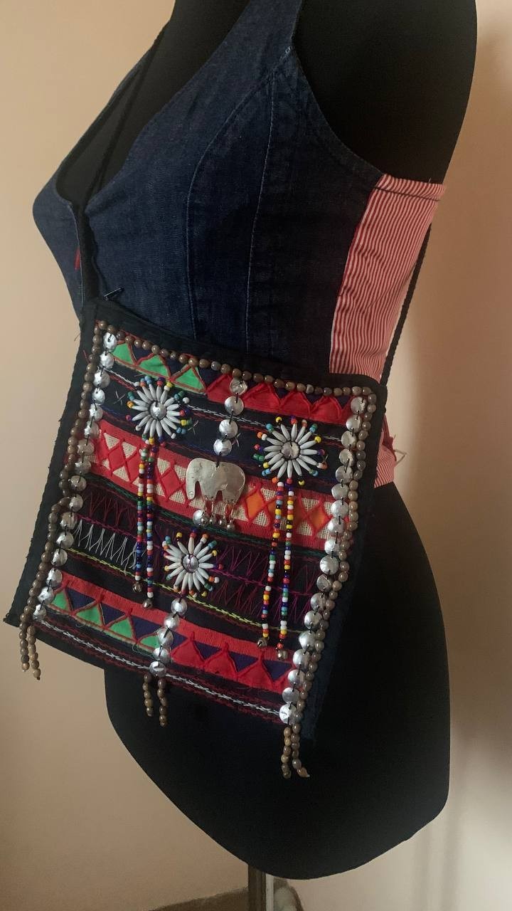 Vintage Ethnic Boho Beaded Crossbody Bag Elephant Festival Embroidered Purse