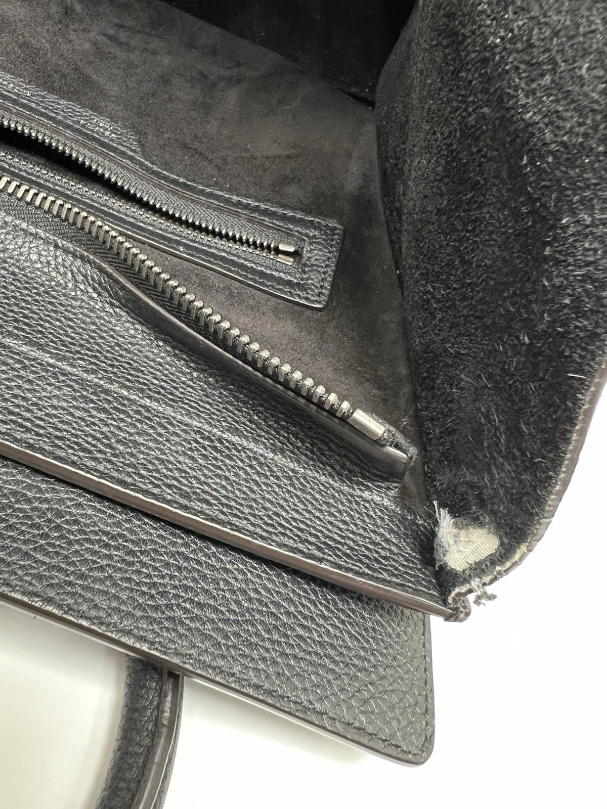 Authentic Celine Nano Luggage Tote in Black Leather with Gold Hardware