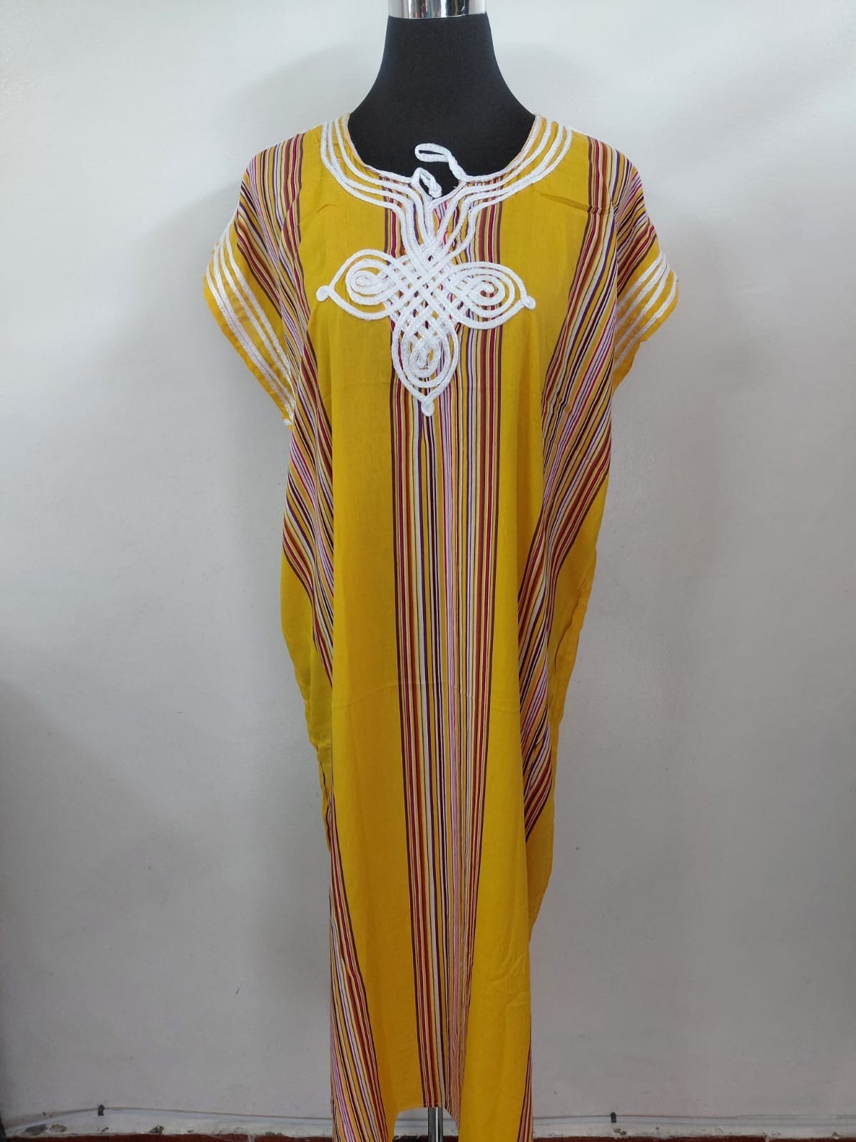 Moroccan Style Kaftan Maxi Dress Embroidery Abaya boho Beach Cover Summer S M L