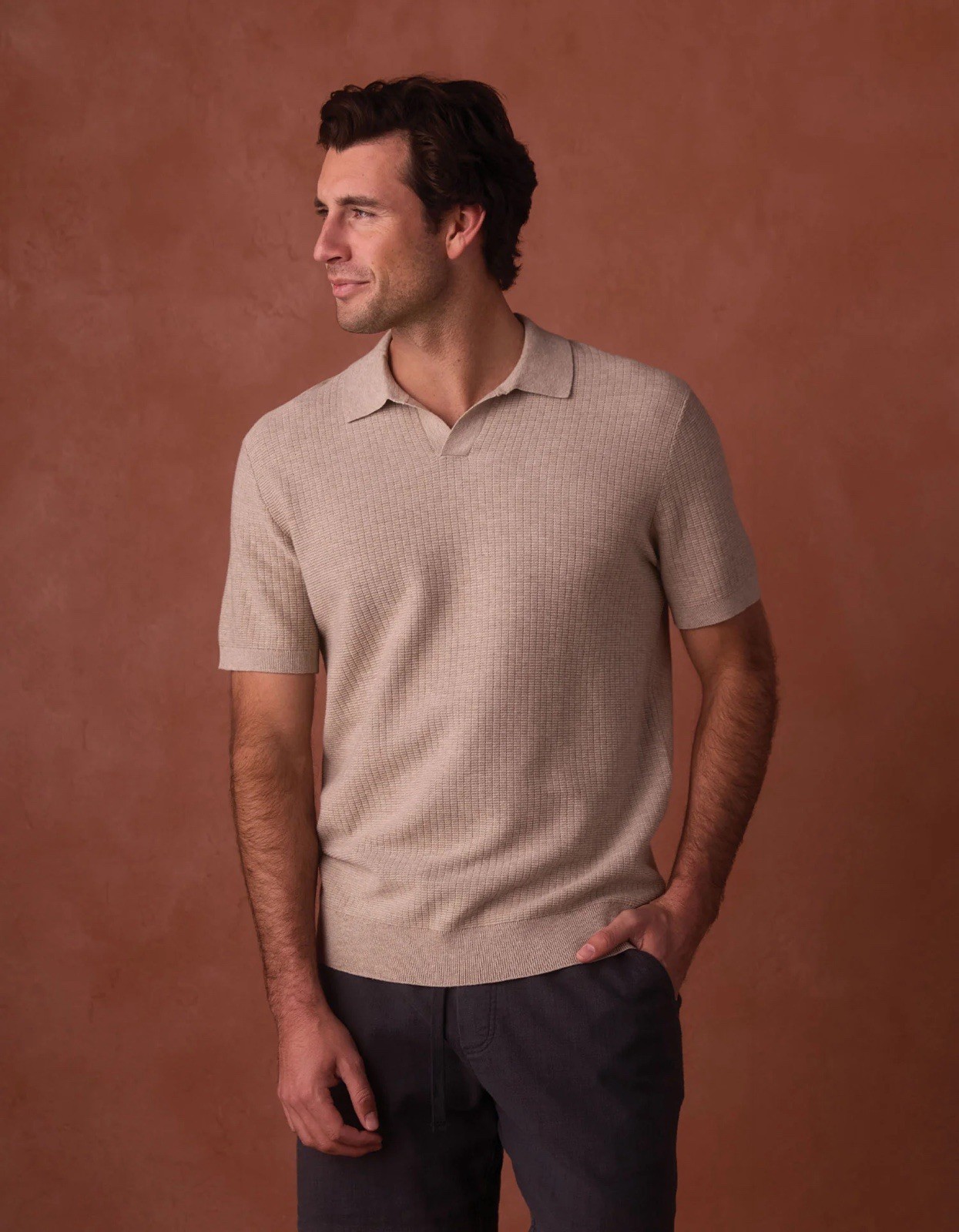 Normal Brand Breezeknit Polo Flax (Tan) Men’s Size Large