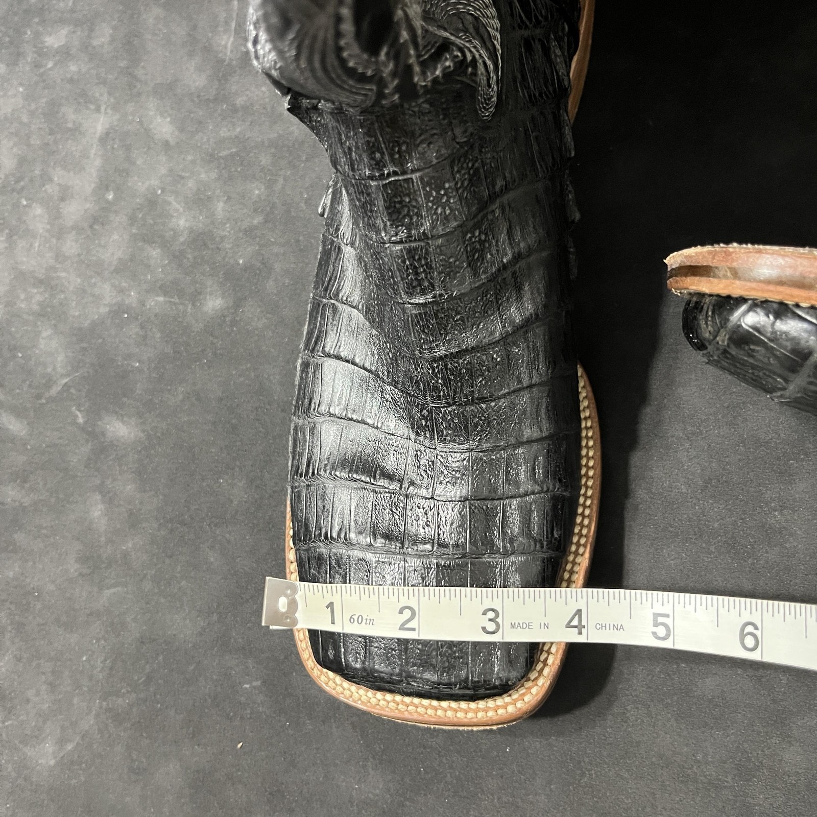John Wayne Alligator Boots Men 10 Black Exotic Leather Western Square Toe Cowboy