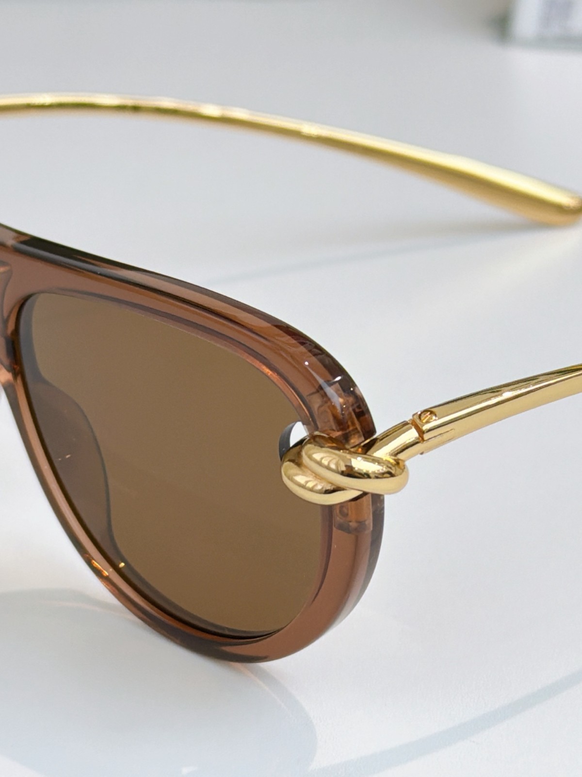 Bottega Veneta BV1418S Women Sunglasses Transparent Brown Color Designer W/ Box