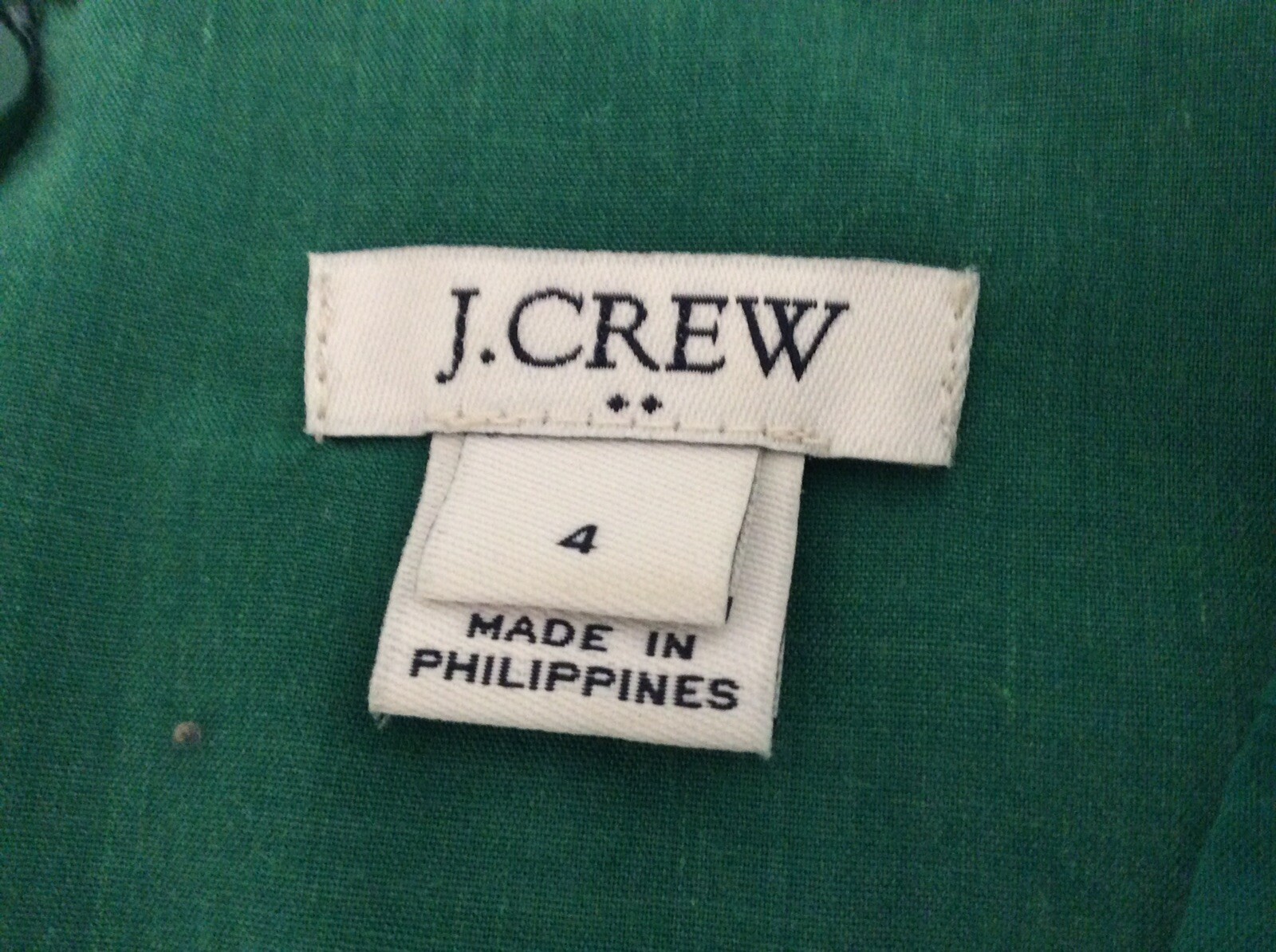 J Crew Dress Women 4 Green EYELET Long Sleeve Preppy Old Money Back Zip Lined