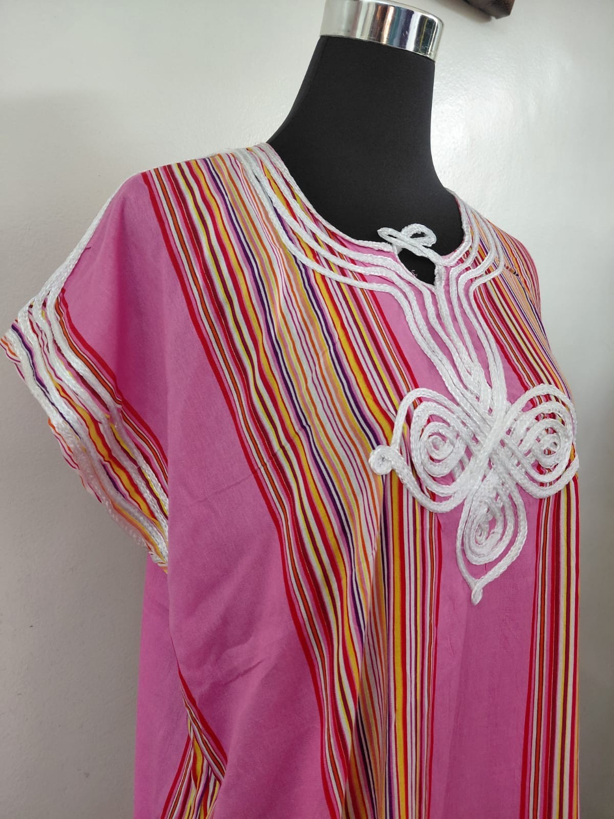 Moroccan Style Kaftan Maxi Dress Embroidery Abaya boho Beach Cover Summer S M L