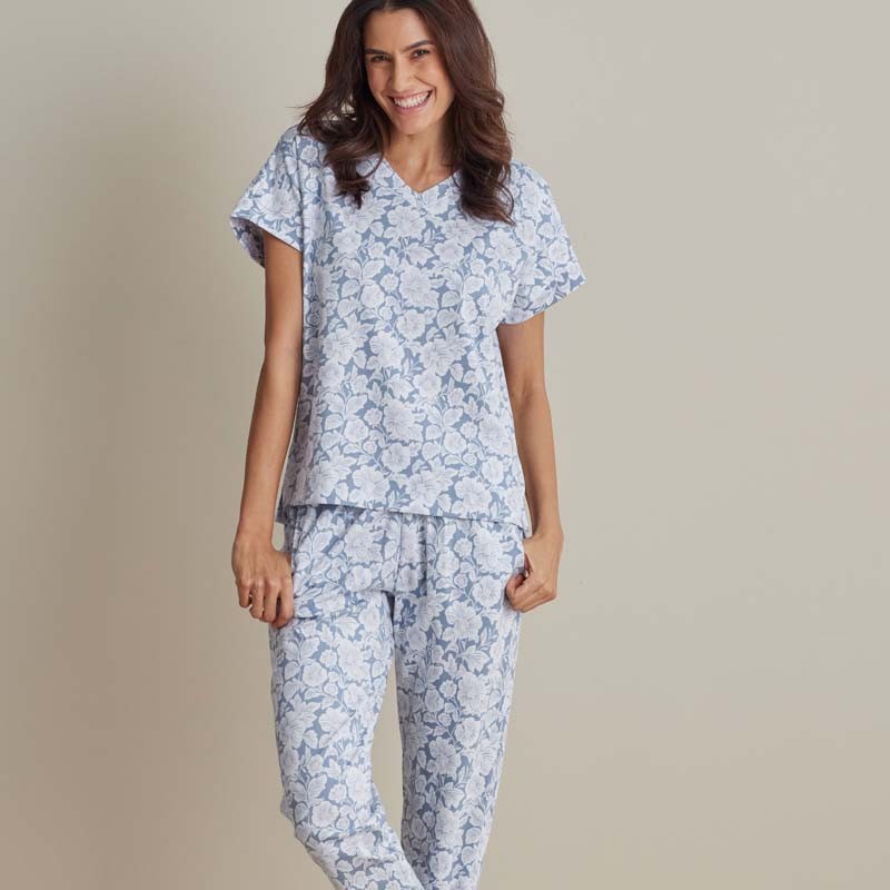 Printed Pima Cotton Women’s Jogger Pants Pajama Set