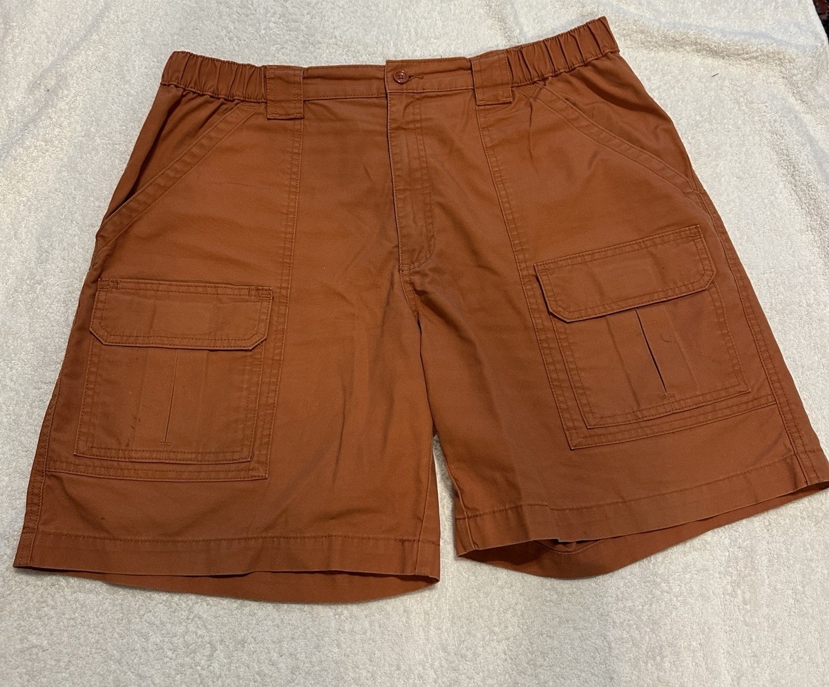 Savane Men’s Brown Solid Cargo Shorts Flat Front Cargo Pockets Regular Fit