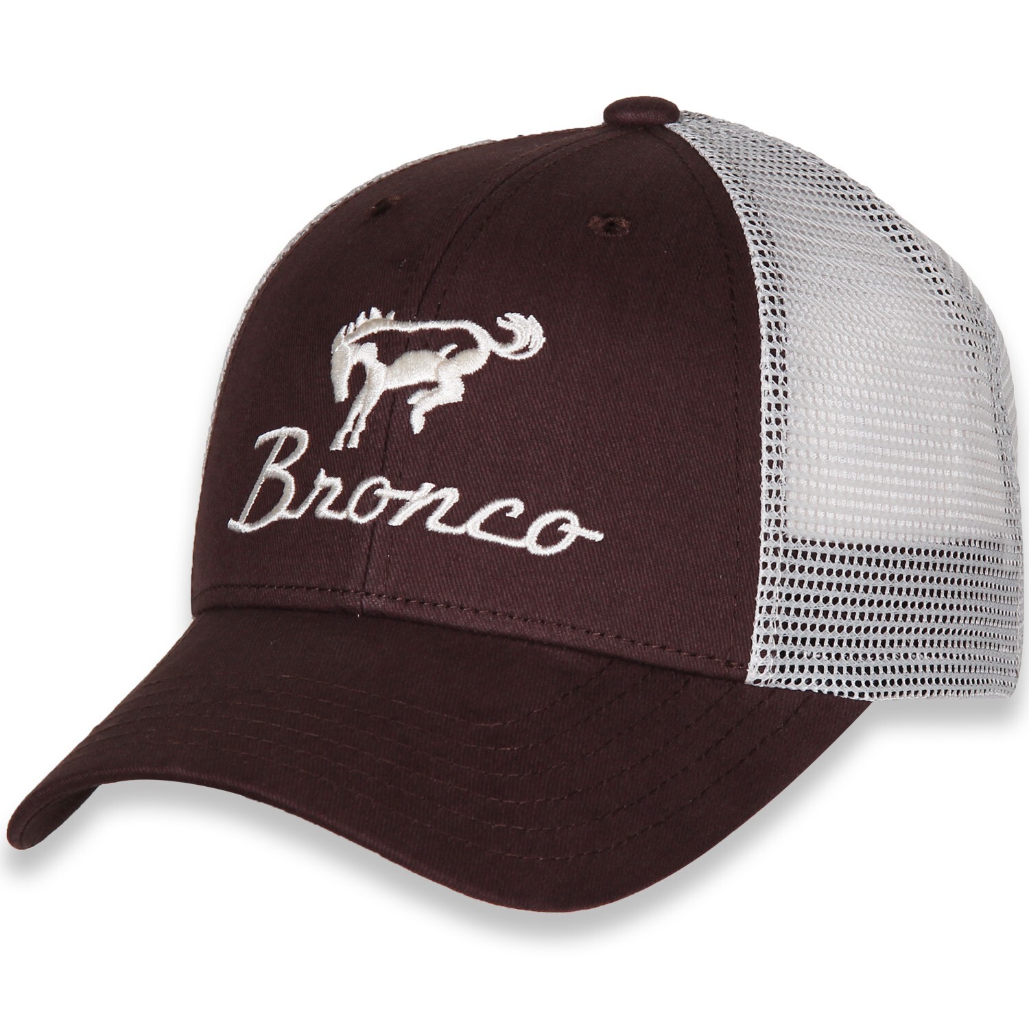 CHECKERED FLAG SPORTS FORD BRONCO LOGO EMBROIDERED BROWN TAN MESH HAT G1894