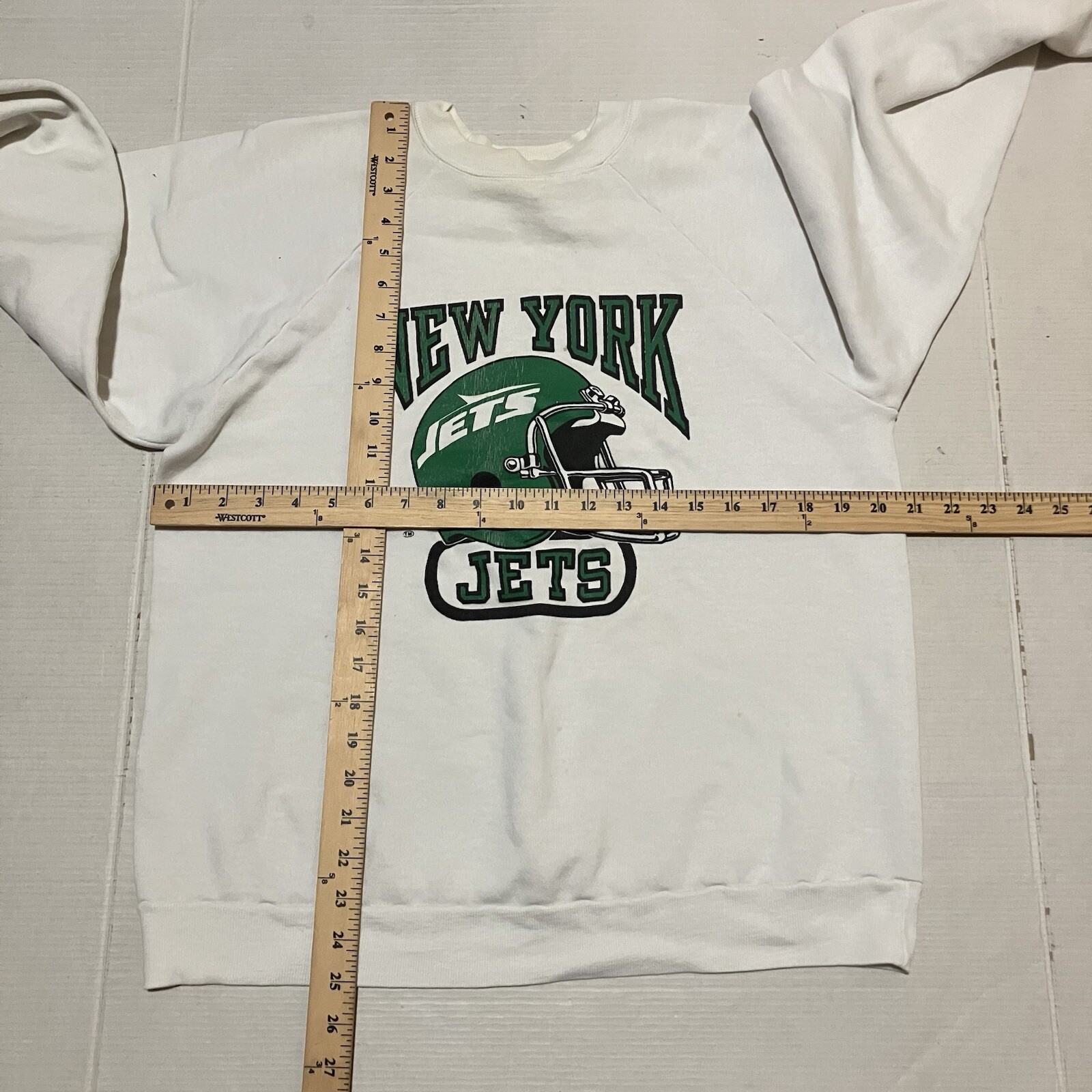Vintage 90’s 80’s New Your Jets NFL Sweatshirt Medium Logo 7 White Made In USA