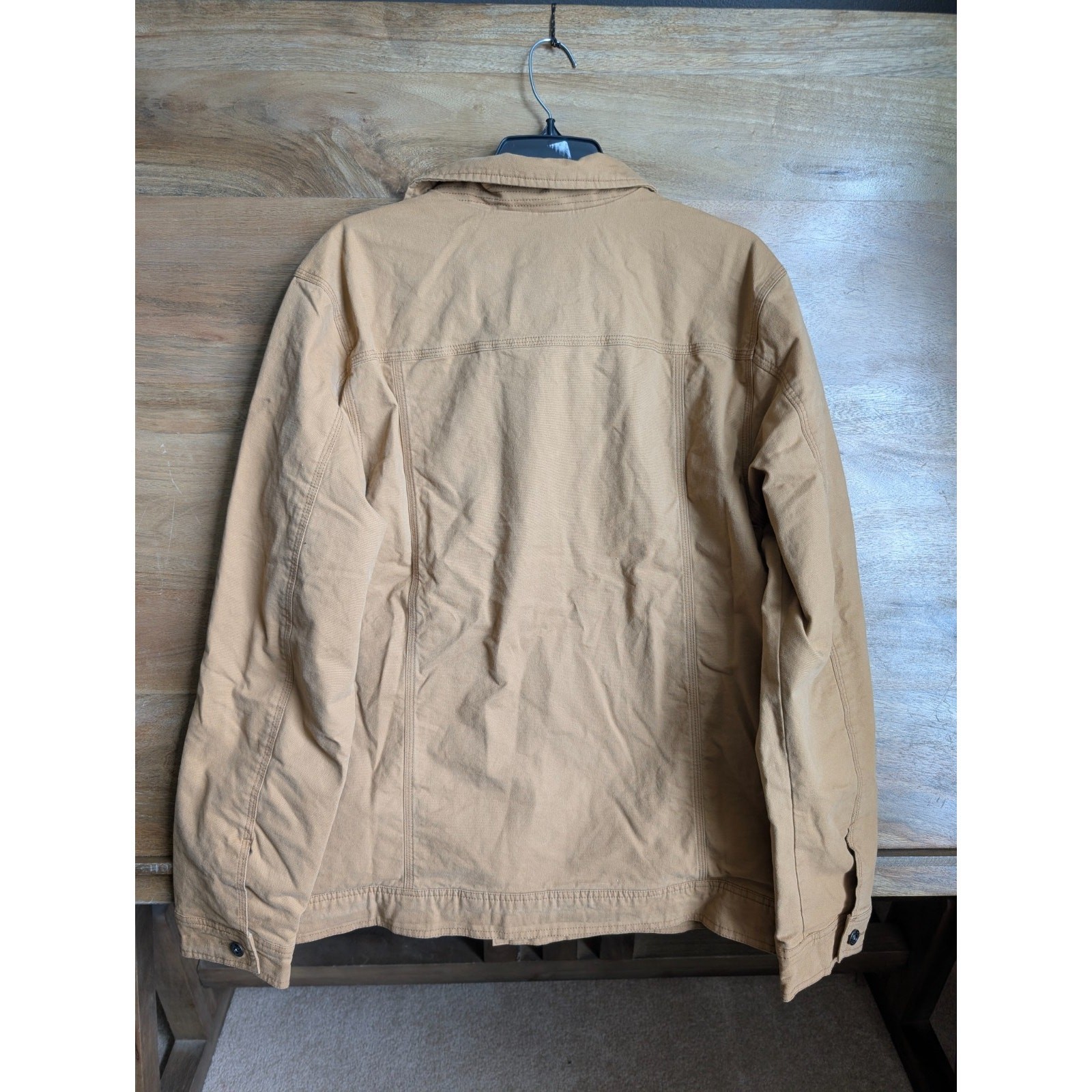 prAna Trembly Insulated Jacket Mens Large Tan Canvas Quilted Lined Button Front