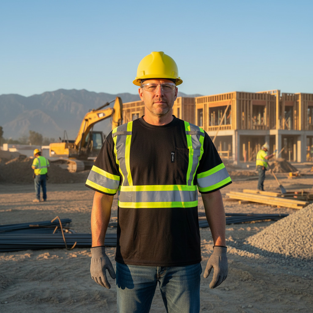 Short Sleeve Black High Visibility Safety Shirt Choose size