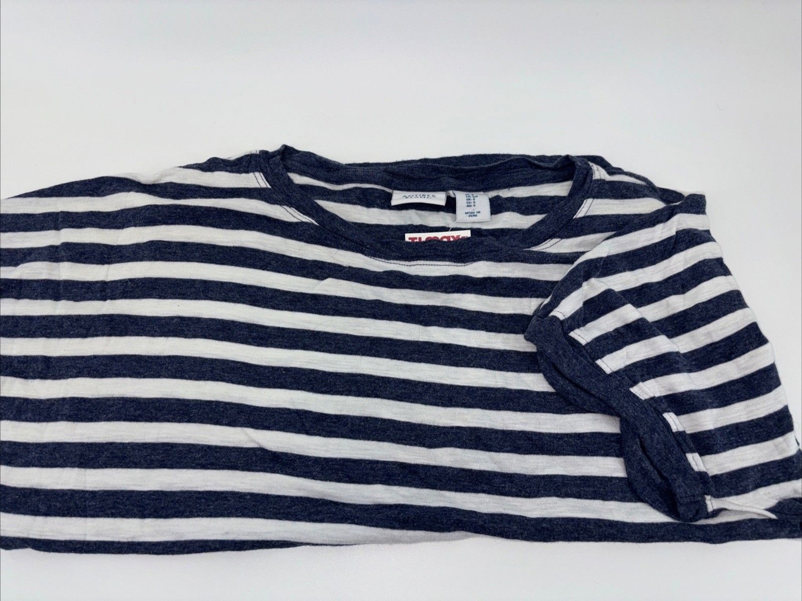 Antibes Blank Women’s Blue White Stripe Top Blouse Shirt Cozy Size Small