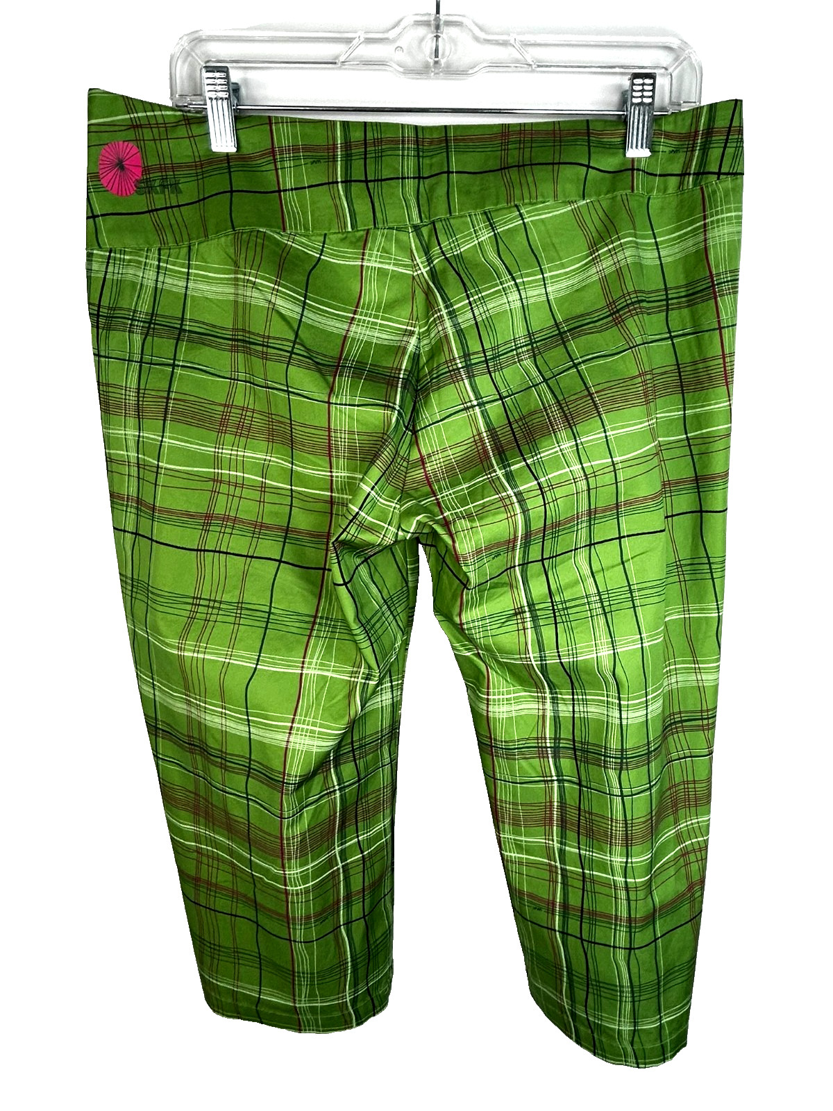 Skunk Funk Elisenda Womens Green Bermuda Plaid Knicker Pants Size 5 NWT Side Zip